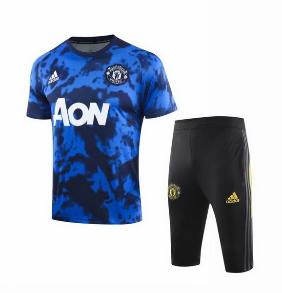 Camiseta de Entrenamiento Manchester United Conjunto Completo 2019 2020 Azul Negro